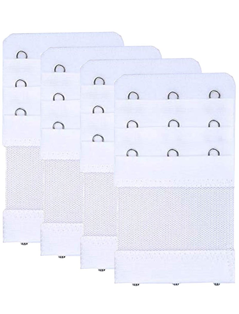 KTOBTEL Bra Extender 3 Hooks 3 Rows Elastic Bra Band Hook Strap Extensions for Women, Pack of 4 (White) - Image 1